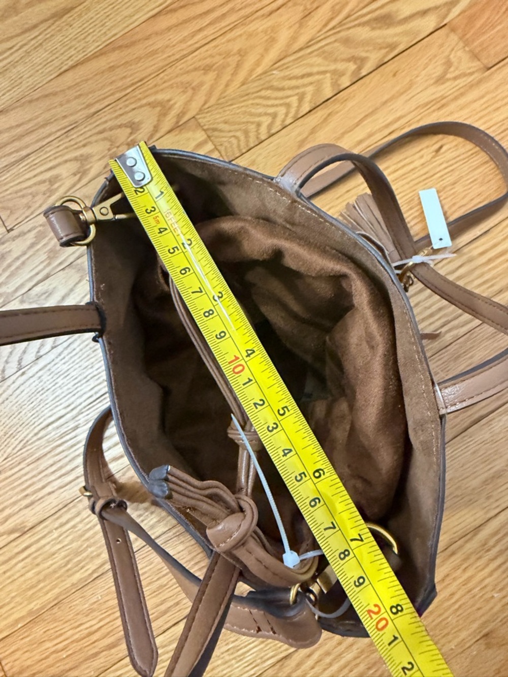 Steve Madden Tan Fringe Bucket Bag Adjustable Strap Detachable Insert Crossbody - Picture 13 of 15